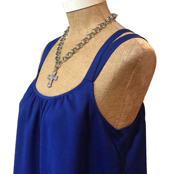 Express NWT NEW Criss Cross Strap Sleeveless Blouse Royal Blue Size S/P - Picture 2 of 8